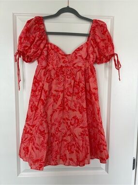 Pink puff sleeve babydoll dress